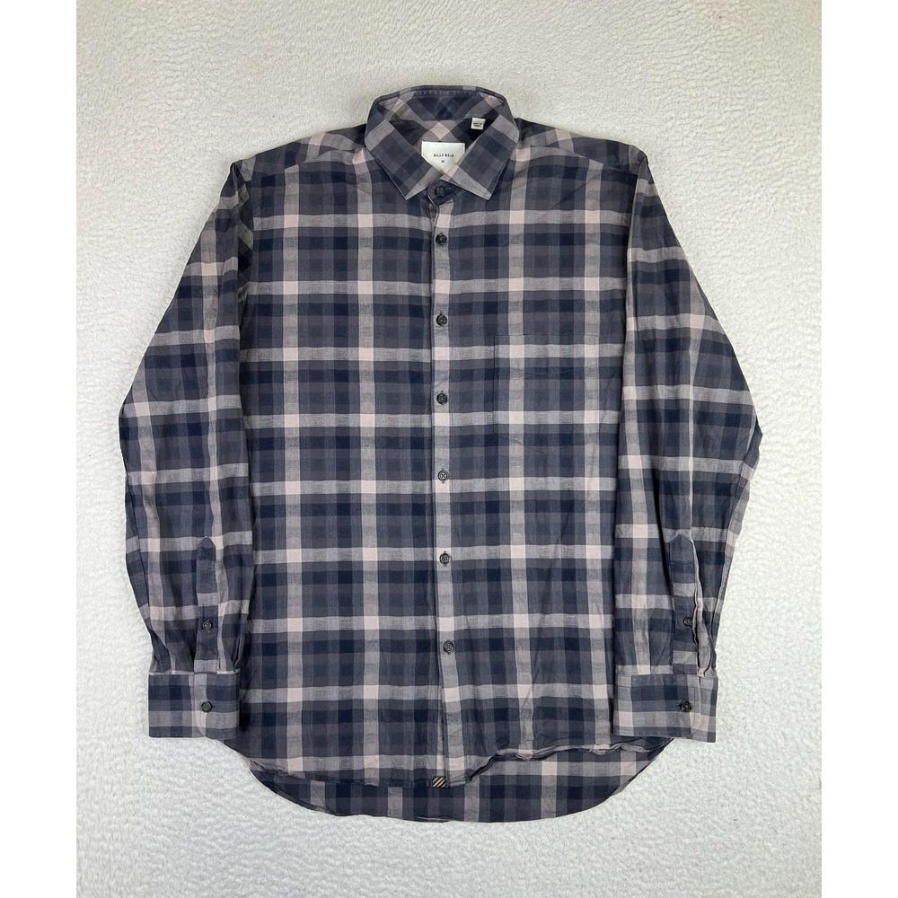 Billy Reid Shirt Mens Medium Blue Plaid Cotton Long Sleeve Button Up Standard